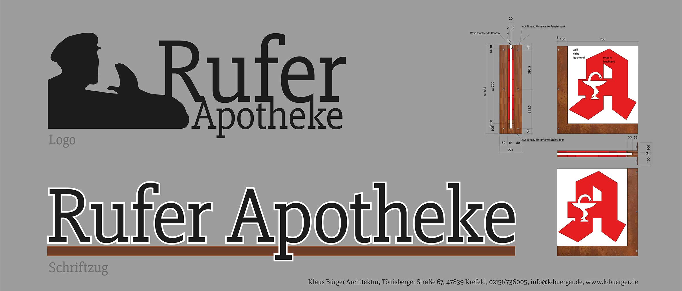 Logoentwurf und Schriftzug für die Rufer Apotheke